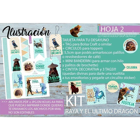 Kit Imprimible Desayuno Raya Y El Ultimo Dragón Disney Sisu