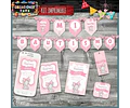 Kit Imprimible Candy Bar Bautismo Elefante Rosa Mas Completo