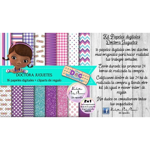 Papeles Fondos Digitales Doctora Juguetes Kit Imprimible