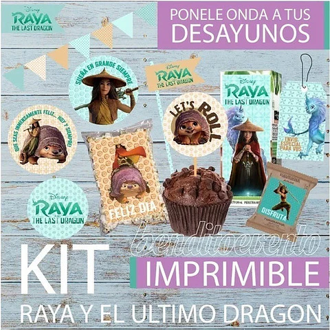 Kit Imprimible Desayuno Raya Y El Ultimo Dragón Disney Sisu