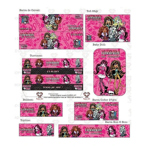 Kit Imprimible Monster High Editable
