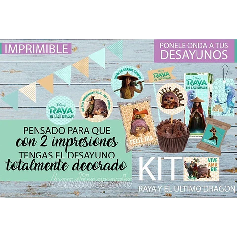 Kit Imprimible Desayuno Raya Y El Ultimo Dragón Disney Sisu