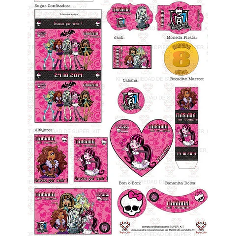Kit Imprimible Monster High Editable