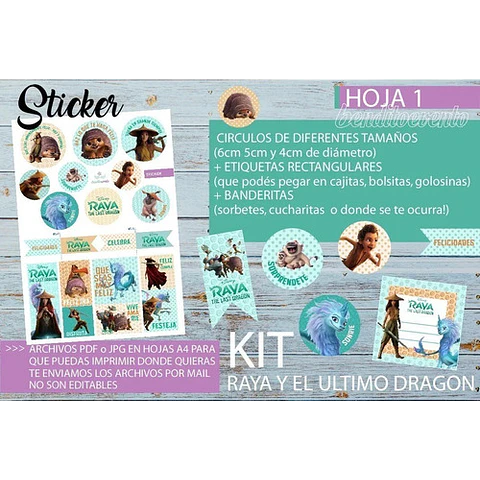 Kit Imprimible Desayuno Raya Y El Ultimo Dragón Disney Sisu