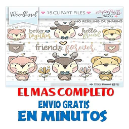 Pack Imágenes Clipart Tiernos Animalitos Bosque Caperuza