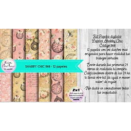 Papeles Digitales Shabby Chic Vintage Beige Y Rosa Reloj B68