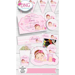 Kit Imprimible Invitaciones Candy Bar Png / Bebita Rosa