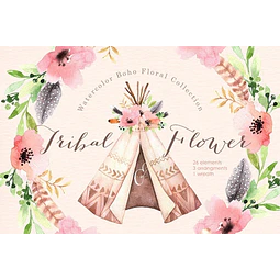 Cliparts Imagenes Png Carpa Tepee Floral Rosa Acuarelas Es22