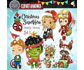 Pack Imagenes Clipart Super Heroes De Navidad S1 + Regalo A1
