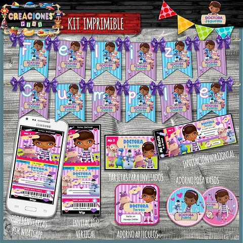 Kit Imprimible Candy Bar Doctora Juguetes Completo Modelo 2