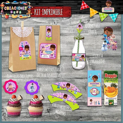 Kit Imprimible Candy Bar Doctora Juguetes Completo Modelo 2