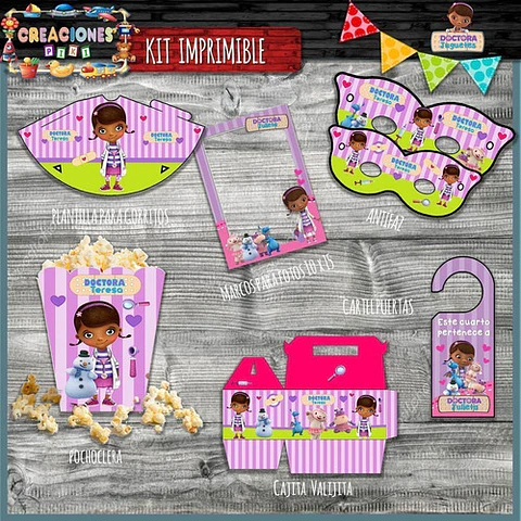 Kit Imprimible Candy Bar Doctora Juguetes Completo Modelo 2