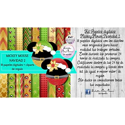 Papeles Fondos Digitales Mickey Mouse Navidad 2 Kit
