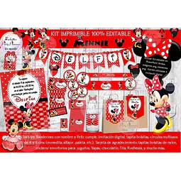 Kit Imprimible Candy Bar Minnie Roja 100% Editable