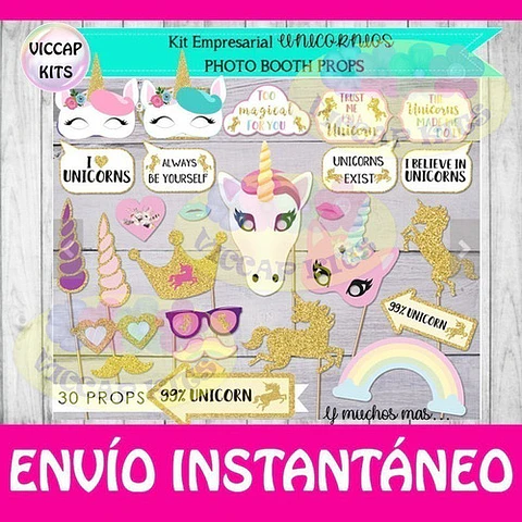 Kit Imprimible Unicornios Empresarial Imágenes Fondos Y Kits
