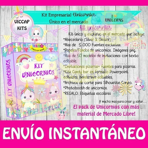 Kit Imprimible Unicornios Empresarial Imágenes Fondos Y Kits