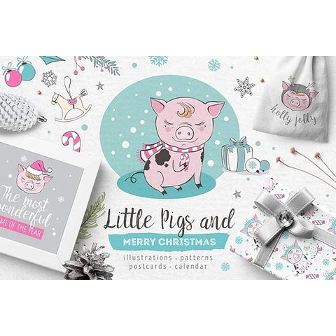 Cliparts Png Cerditos En Navidad Acuarela Watercolor Pa34