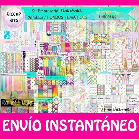 Kit Imprimible Unicornios Empresarial Imágenes Fondos Y Kits