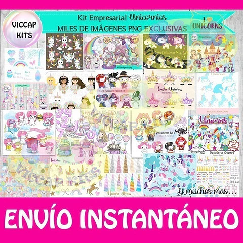 Kit Imprimible Unicornios Empresarial Imágenes Fondos Y Kits