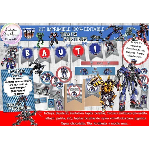 Kit Imprimible Candy Bar Transformers 100% Editable