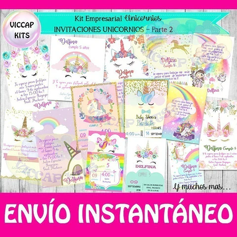 Kit Imprimible Unicornios Empresarial Imágenes Fondos Y Kits