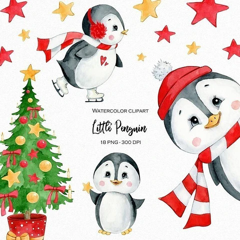 Cliparts Png Pinguinos En Navidad Bb13 Kit Imprimible
