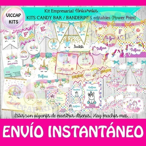 Kit Imprimible Unicornios Empresarial Imágenes Fondos Y Kits