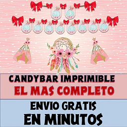 Kit Imprimible Candy Bar Carpa India Teepee Bautismo Full