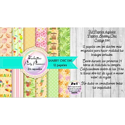 Papeles Digitales Fondos Shabby Chic Naranja Verde E60