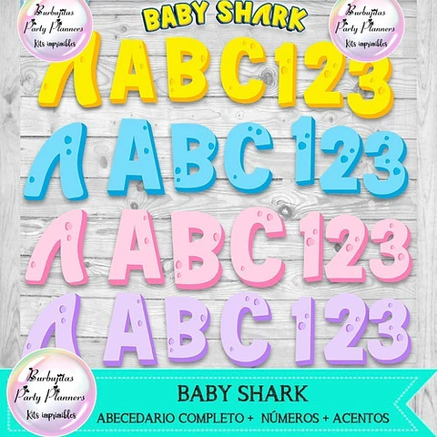 Abecedario Baby Shark Cliparts Png - Kit Imprimibles