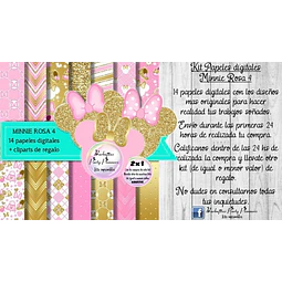 Papeles Fondos Digitales Minnie Rosa 4 Kit Imprimible
