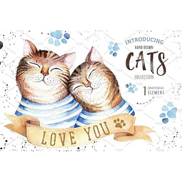 Cliparts Png Gatos Acuarela Watercolor Pa61