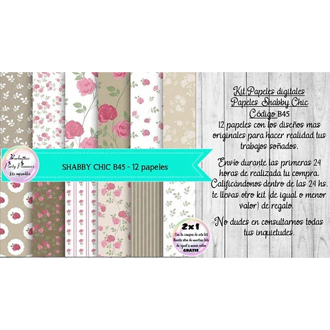 Papeles Digitales Shabby Chic Vintage Rosa B45