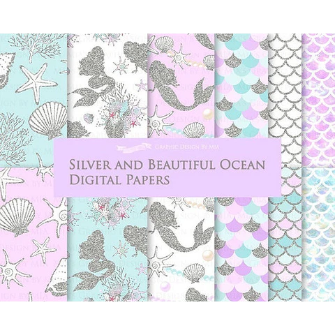 Cliparts Png Y Papeles Digitales Mar Océano Sirenas M26