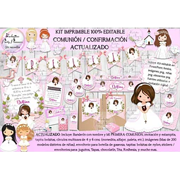 Kit Imprimible Candy Bar Comunion Confirmacion 100% Editable