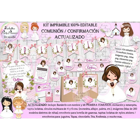Kit Imprimible Candy Bar Comunion Confirmacion 100% Editable