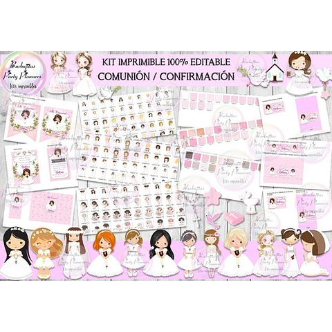 Kit Imprimible Candy Bar Comunion Confirmacion 100% Editable