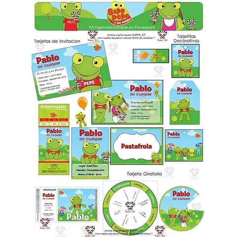 Kit Imprimible Sapo Pepe Poing Poing Editable