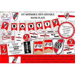 Kit Imprimible Candy Bar River Plate 100% Editable