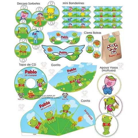 Kit Imprimible Sapo Pepe Poing Poing Editable