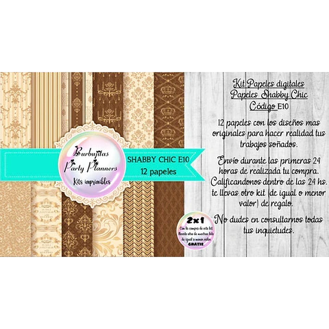Papeles Digitales Fondos Shabby Chic Marrón Y Beige E10
