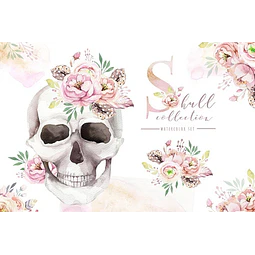 Cliparts Png Esqueleto Froral Acuarela Watercolor Pa13