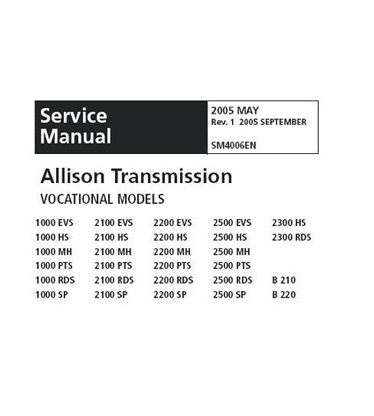 Manual de Servicio y Reparación Transmisión - Allison Series 1000 y 2000