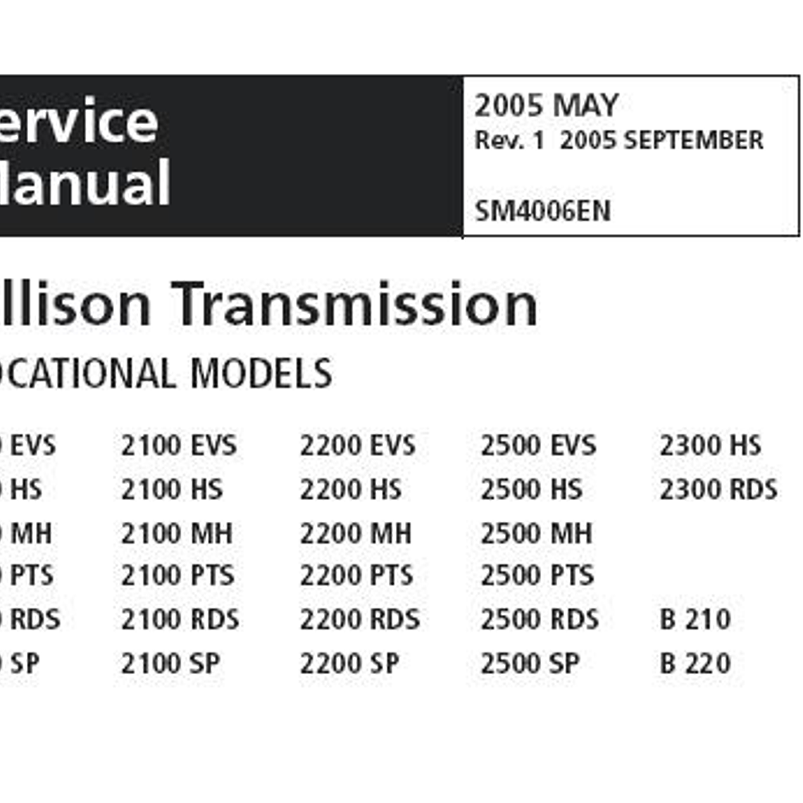 Manual de Servicio y Reparación Transmisión - Allison Series 1000 y 2000 1