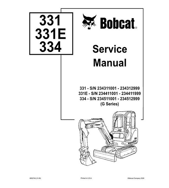 Manual de Reparación de Servicio - Bobcat 331, 331E, 334 Serie G