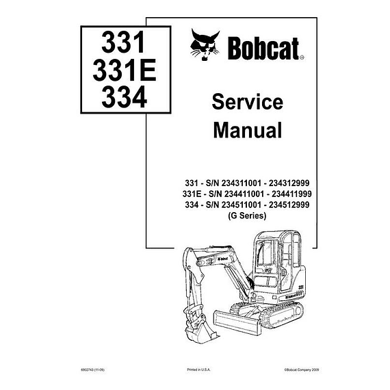 Manual de Reparación de Servicio - Bobcat 331, 331E, 334 Serie G