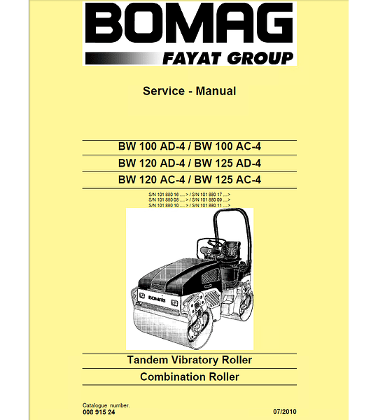 Manual de Reparación de Servicio - Bomag BW 100120125 AC-4 AD-4