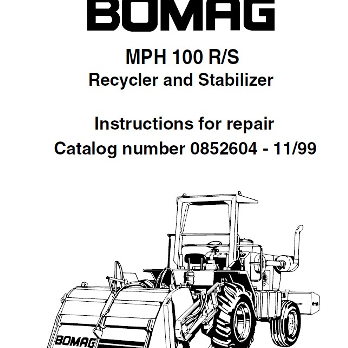 Manual de Catálogo de Repuestos - Bobcat MPH100 ​​MPH 100 1
