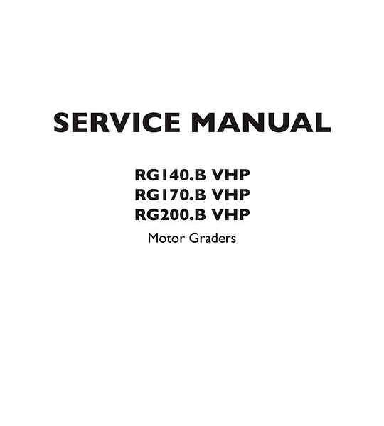 Manual de Servicio New Holland RG140.B VHP RG170.B VHP RG200.B VHP Motor Graders