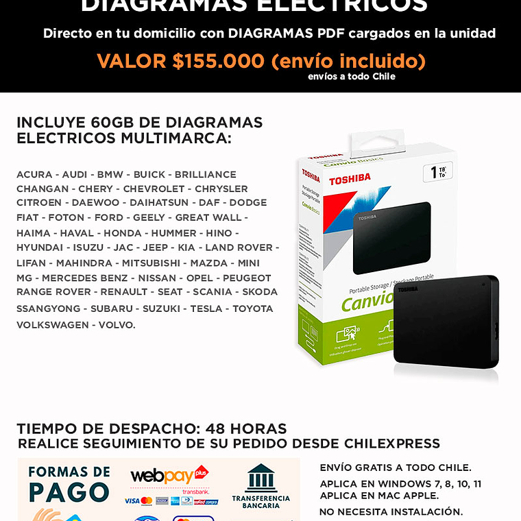 Disco Duro 1 TB Toshiba + 60 GB de Información Diagramas Electricos 1